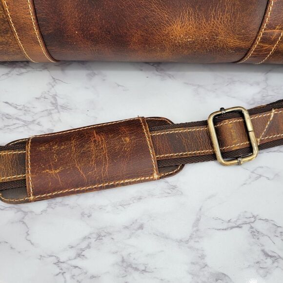 Rustic Town Brown Leather Duffel Bag - Picture 6 of 16